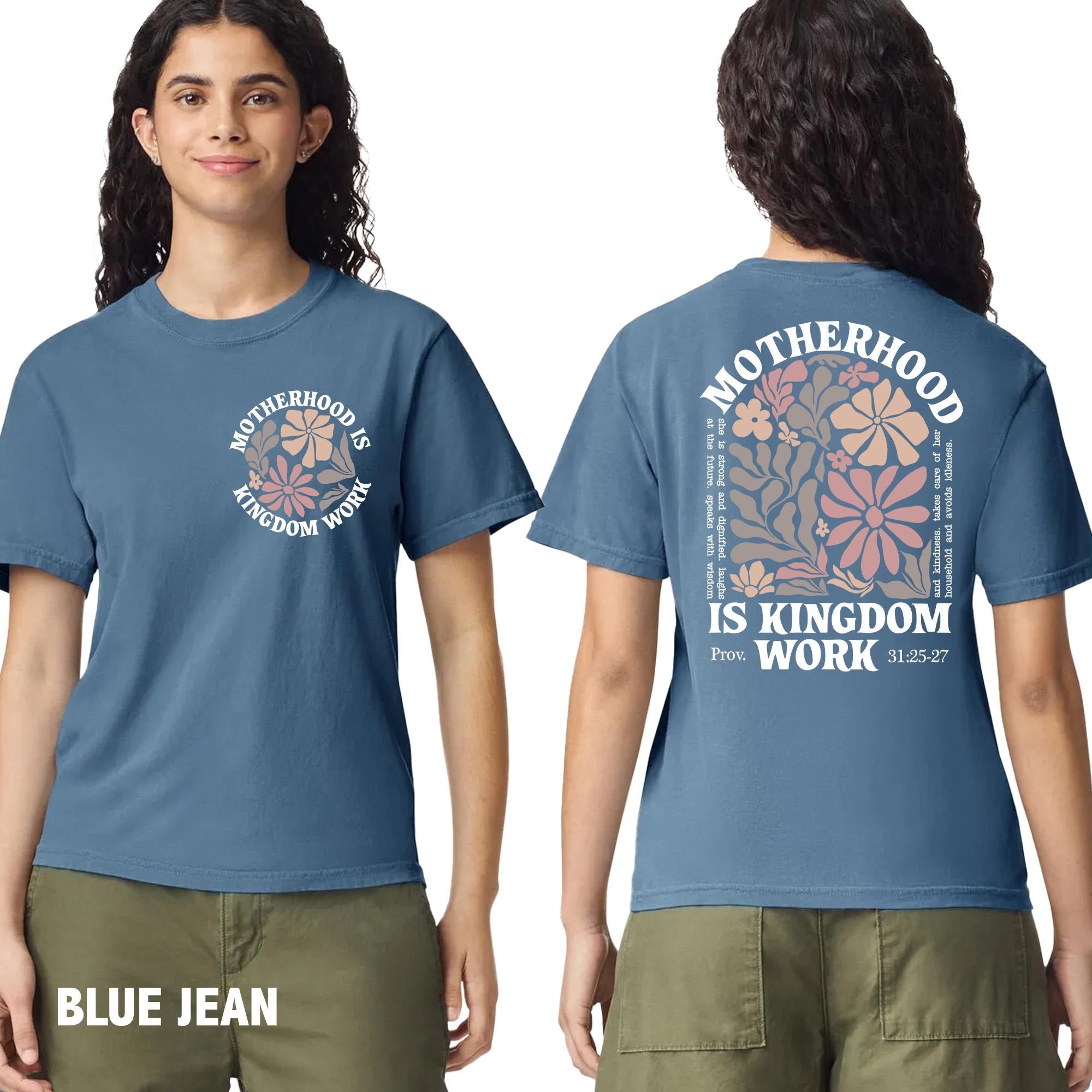 Comfort Colors® Motherhood Is Kingdom Work Shirt, Mother's Day Shirt, Christian Mom Shirt, Mother Gift, Retro Christian Mom Shirt